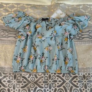 Floral Off-Shoulder Top - Blue